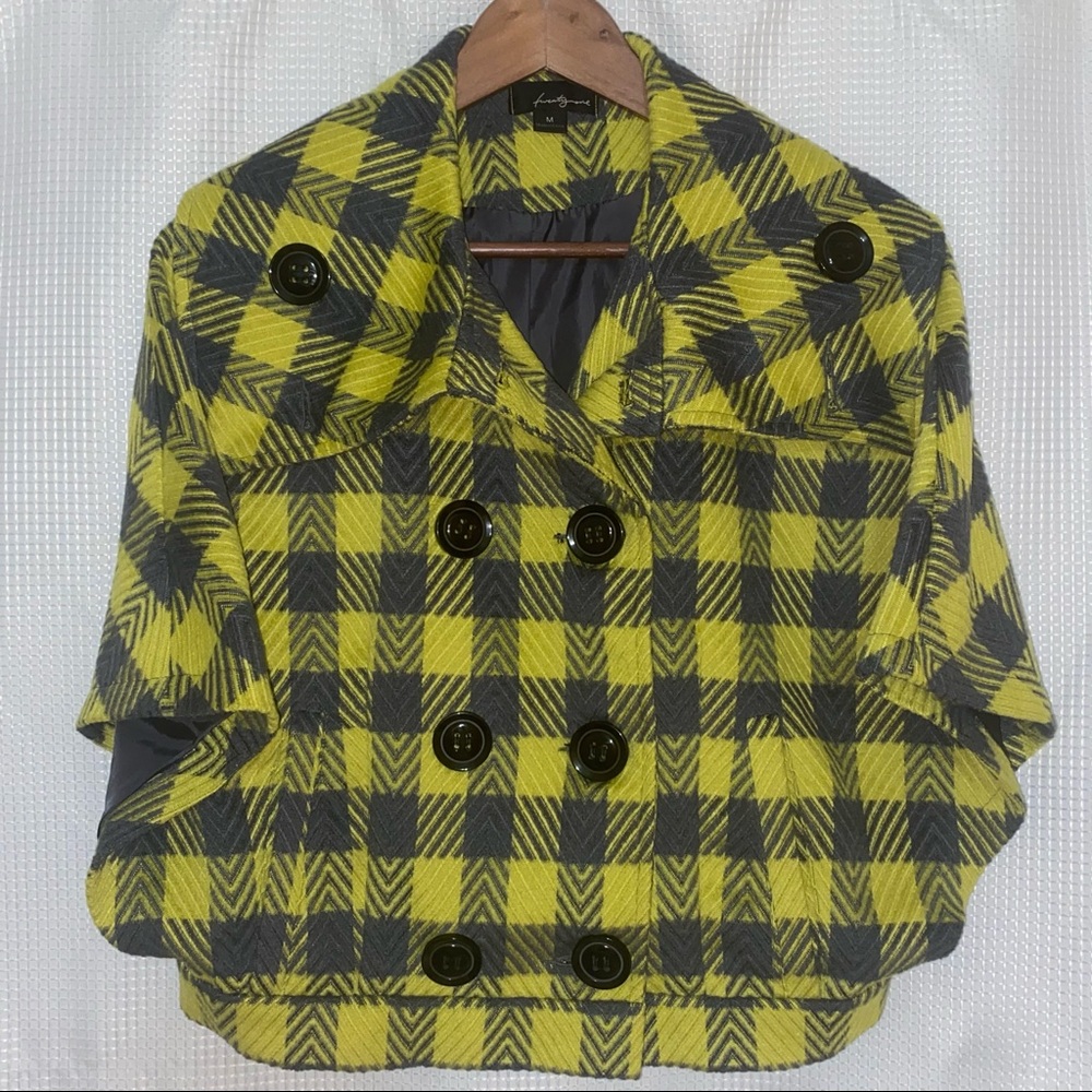 Twentyone Lime Yellow Dark Grey Poncho M